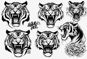 Ferocious Tiger roaring using ancient Japanese ink tattoo idea