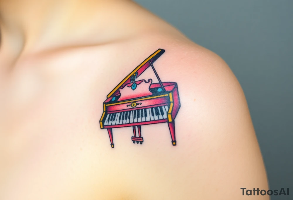 Colorful piano tattoo idea