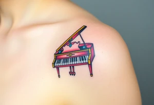 Colorful piano tattoo idea