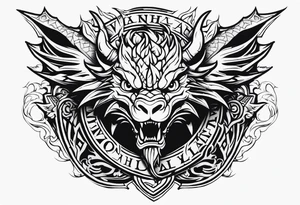 Valhalla sword shield dragon head tattoo idea