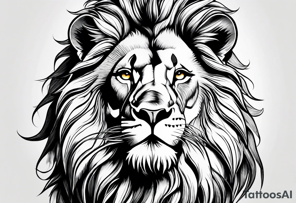 powerful majestic lion, close-up tattoo idea