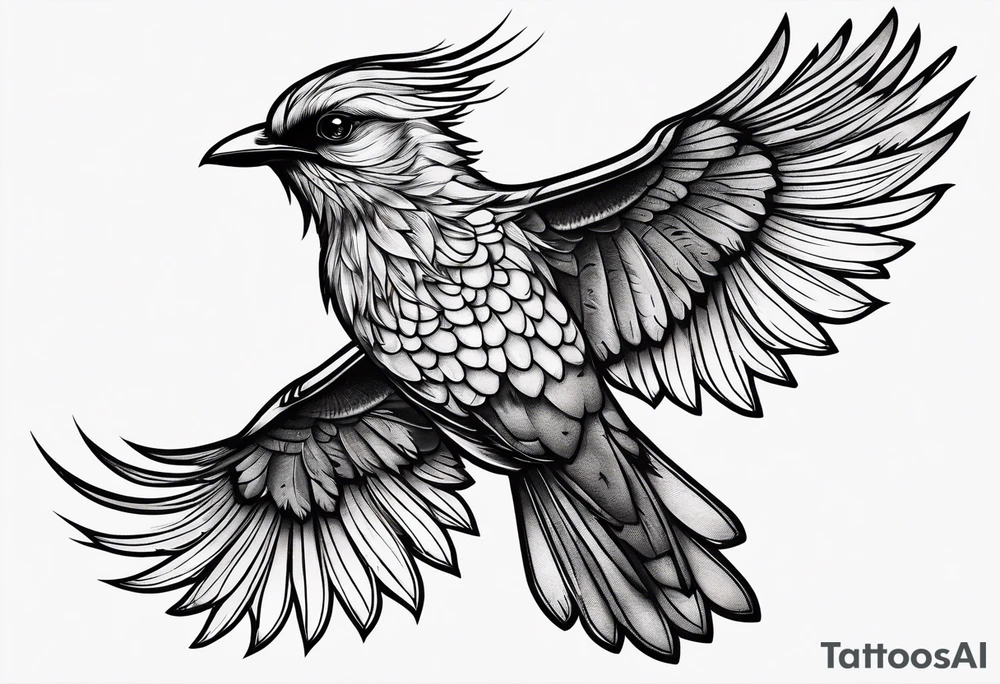 drowing bird tattoo idea