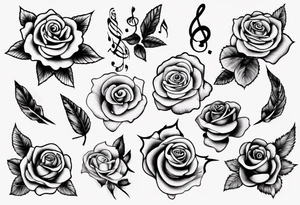 music around rose tattoo idea