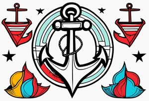anchor old school vintage minimal bold colors tattoo idea
