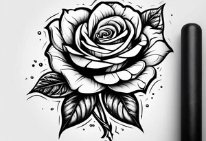 a human hand holding on to a single rose stem tattoo idea