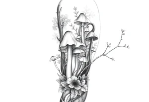Wild fungi in forest tattoo idea