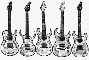 Guitar neck with strings made of signatures tattoo idea