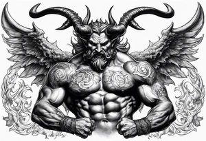 Horned Devil fighting Angel tattoo idea