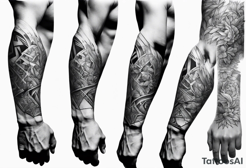 protruding extreme pain elbow fragmented tattoo idea