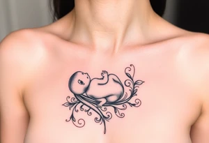 Mère assise  qui allaite son bébé tattoo idea