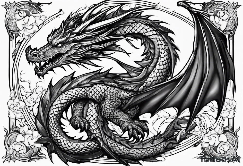 Dragon wrapped around sword tattoo idea