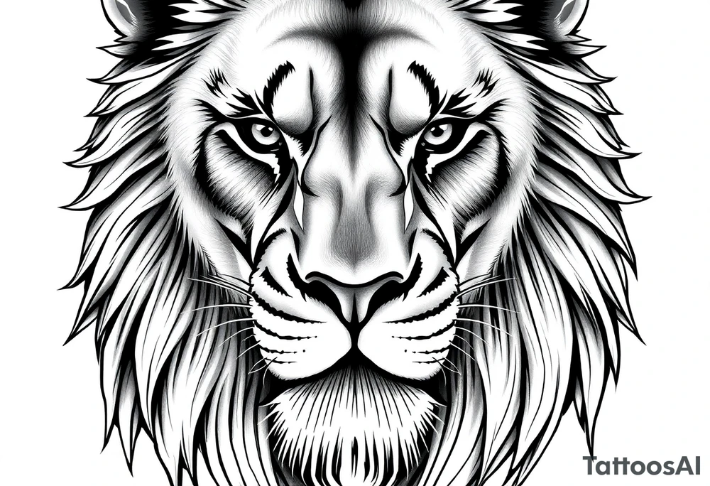 powerful majestic lion, close-up tattoo idea