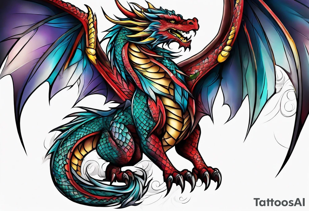 Welsh dragon looping forearm tattoo idea