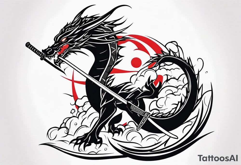 Katana and a dragon tattoo idea
