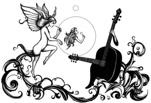 language of music with love for it 
Zodiac sign Aquarius with ascendant Taurus and Scorpio in the moon and a loving mother of two children tattoo idea