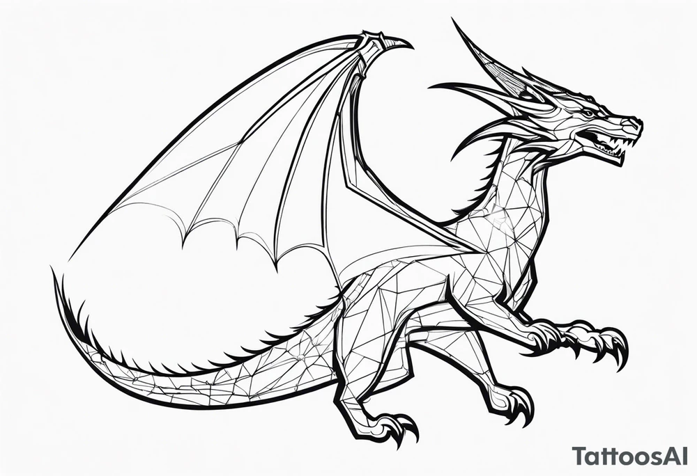 Elegant wyvern with fine lines on the background of the constellation elegant tattoo idea