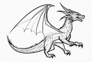Elegant wyvern with fine lines on the background of the constellation elegant tattoo idea