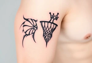 Basketball and basketball hoop with a crown, mor tattoo idea