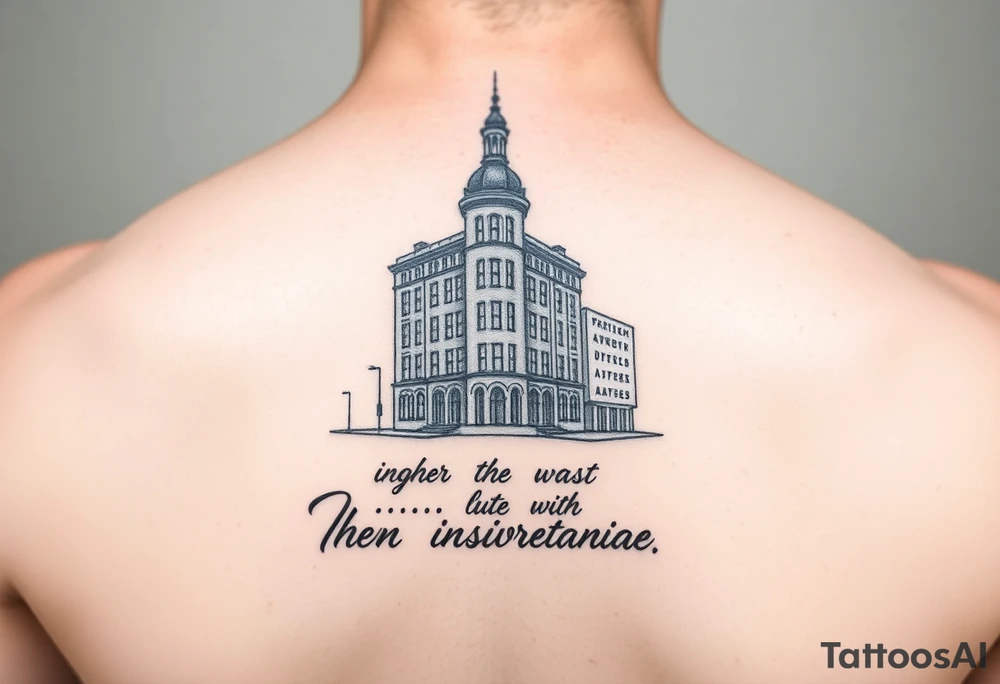 Building made out of with inspirational saying tattoo idea