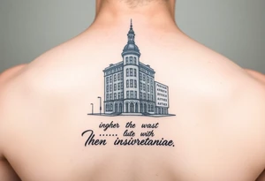 Building made out of with inspirational saying tattoo idea