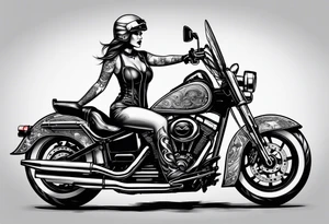 Frau mit Helm auf Motorrad tattoo idea