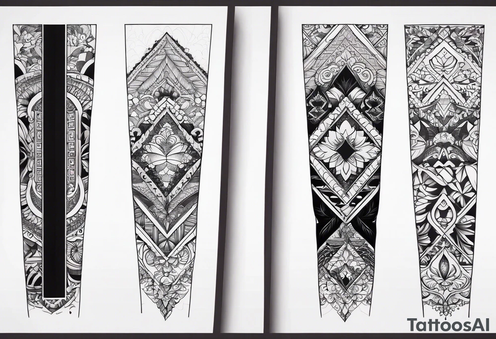 Leg sleeve with cool patterns tattoo idea