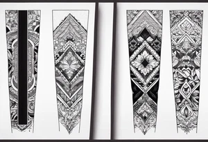 Leg sleeve with cool patterns tattoo idea