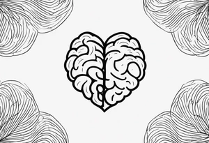 Brain, heart sign, love, heart break makes you strong, worth it, pain makes you stronger, strength with small aspects of plane, travel, passion, growth inside tattoo idea