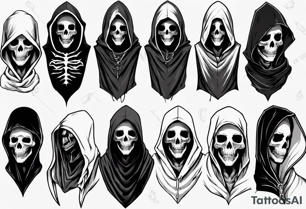 hooded reaper upper body no face tattoo idea