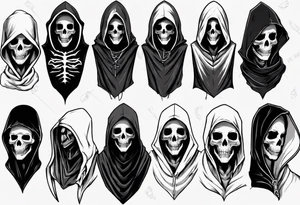 hooded reaper upper body no face tattoo idea