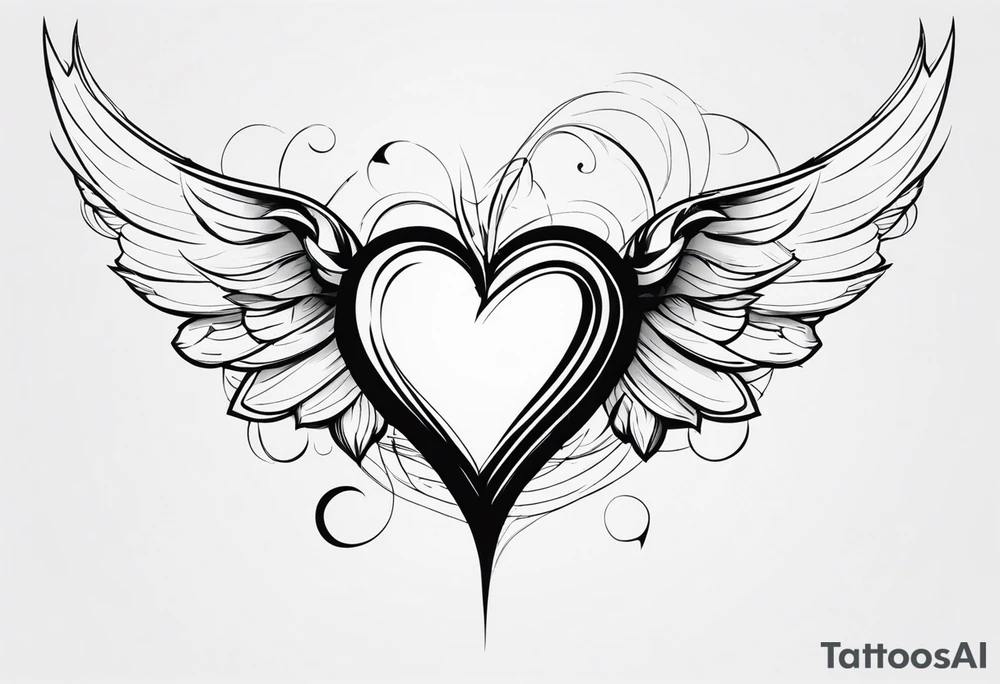 devilish heart angelish wings tattoo idea