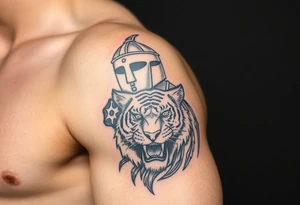 spartan viking with a tiger on it tattoo idea