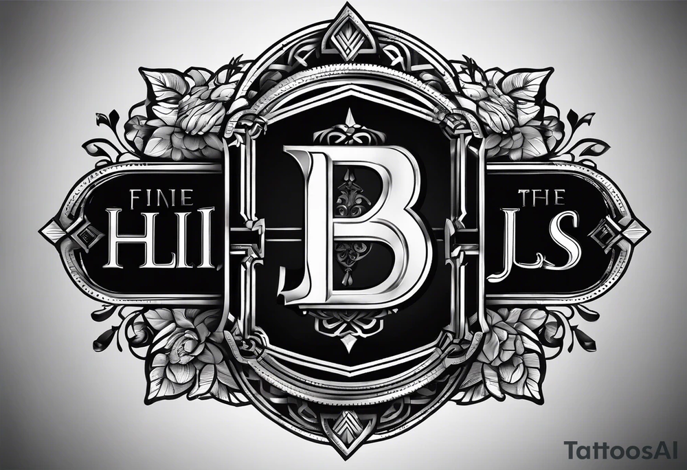 logo with the last name Nichols and the letters B, O, L, H, E, D, J, and R tattoo idea