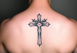 cross with a crown of thorns tattoo idea