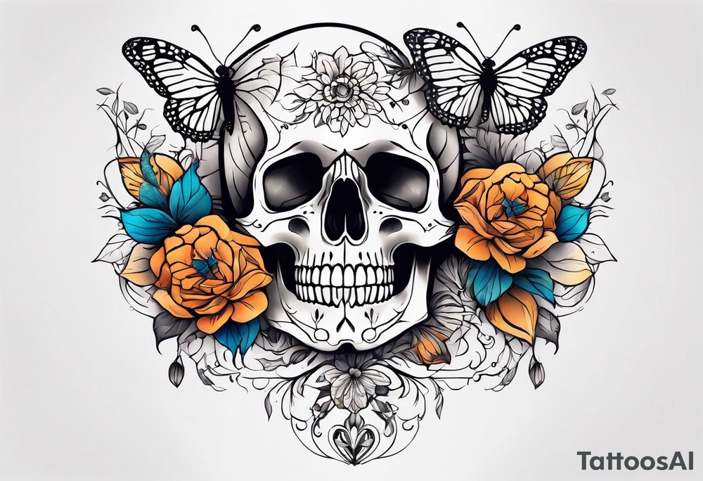 skeleton bones full body flowers and butterflies
simple design tattoo idea