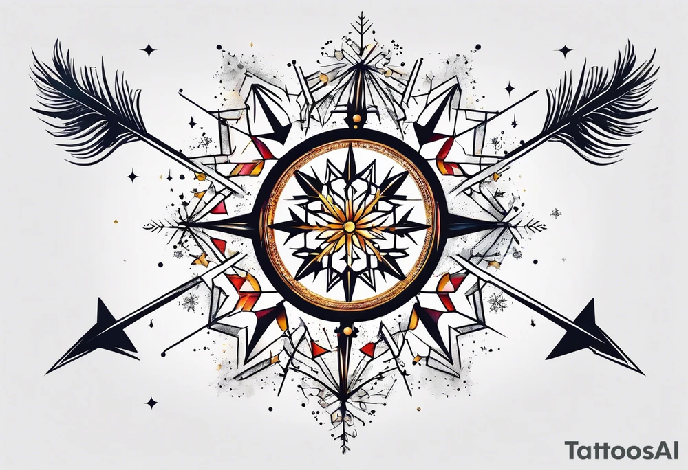 Constellation, arrow , snowflake tattoo idea