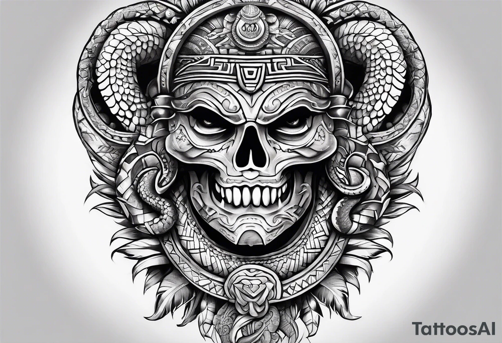 aztec snake sleeve tattoo idea
