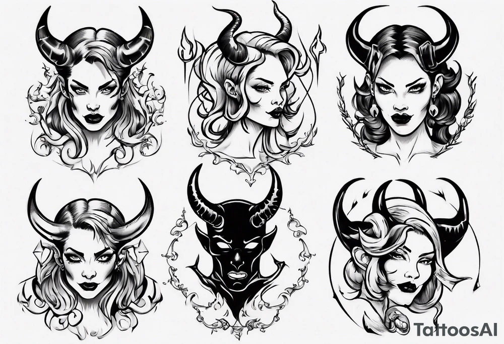 Female devil tattoo idea