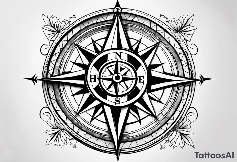 Compass with positivity 
& Hope tattoo idea