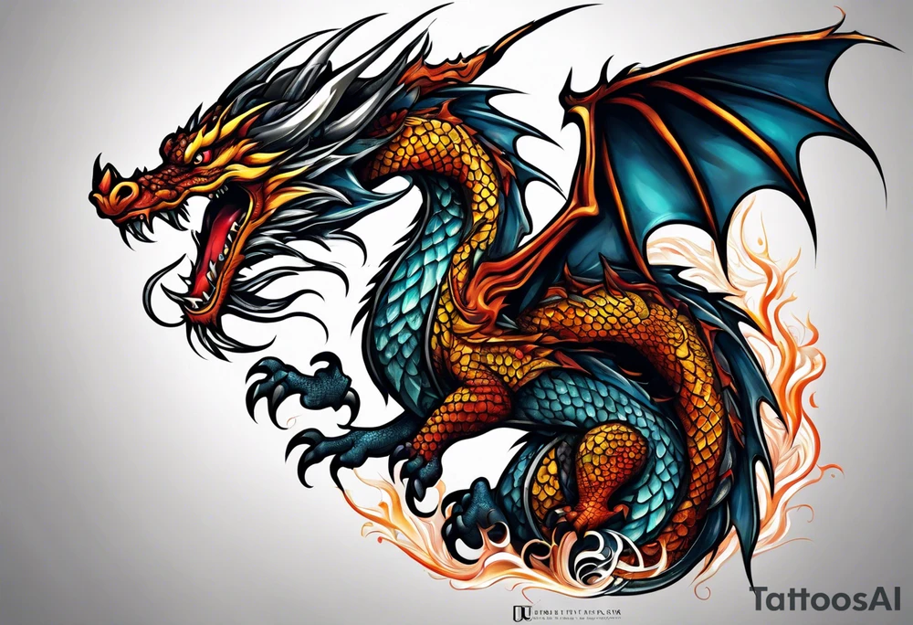 Tear skin dragon tattoo idea