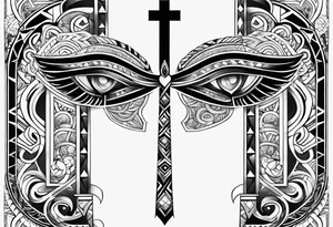 ankh mixed maori for whole arm tattoo idea