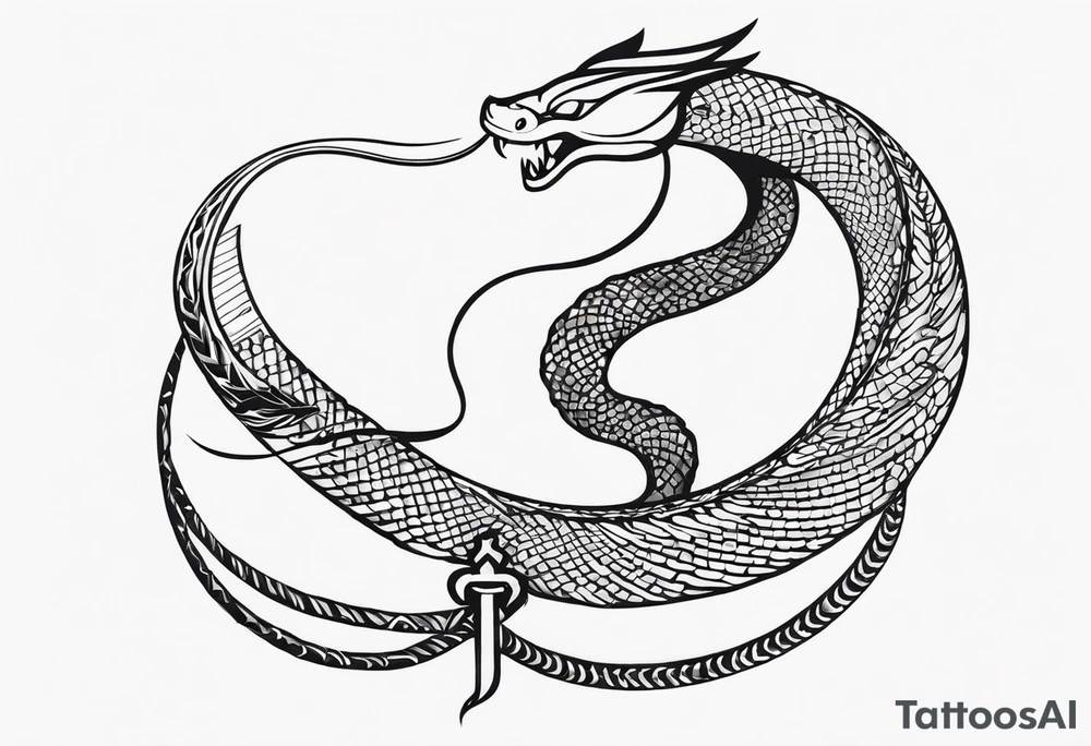 serpent wrapped around sword tattoo idea