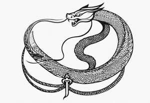 serpent wrapped around sword tattoo idea