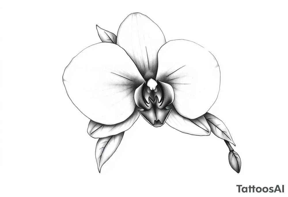 orchid with leavs tattoo idea