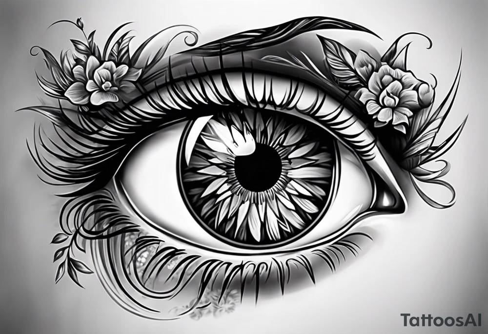 eye with open gate in the middle tattoo idea