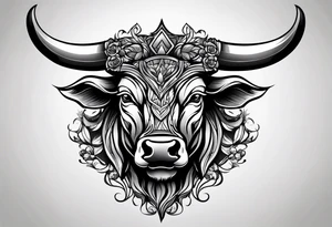 Evil, scary bull with horns tattoo idea