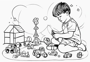 child playing with toys tattoo idea