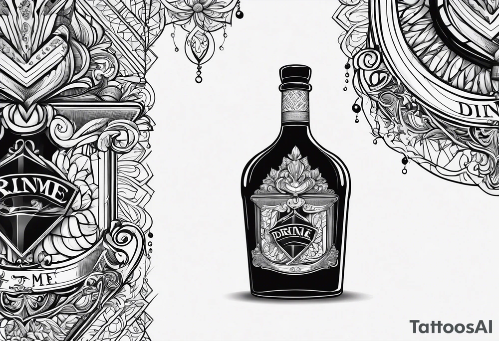A bottle with a sign that says "drink me" tattoo idea