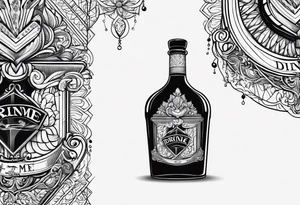 A bottle with a sign that says "drink me" tattoo idea