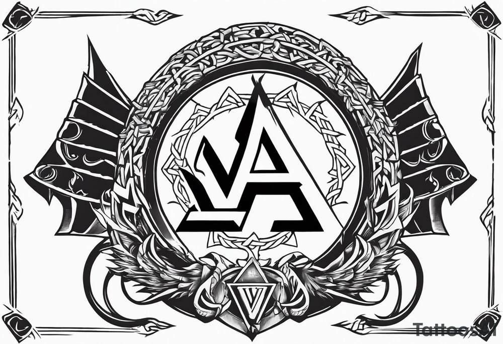 Valhalla sword shield dragon axe Valknut barbed wire
steps tattoo idea Valhalla sword shield dragon axe Valknut barbed wire
steps tattoo idea